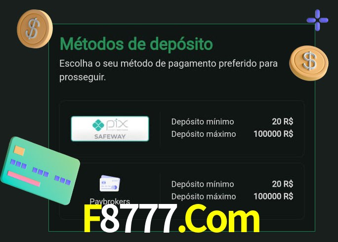 O cassino F8777.Com oferece uma grande variedade de métodos de pagamento